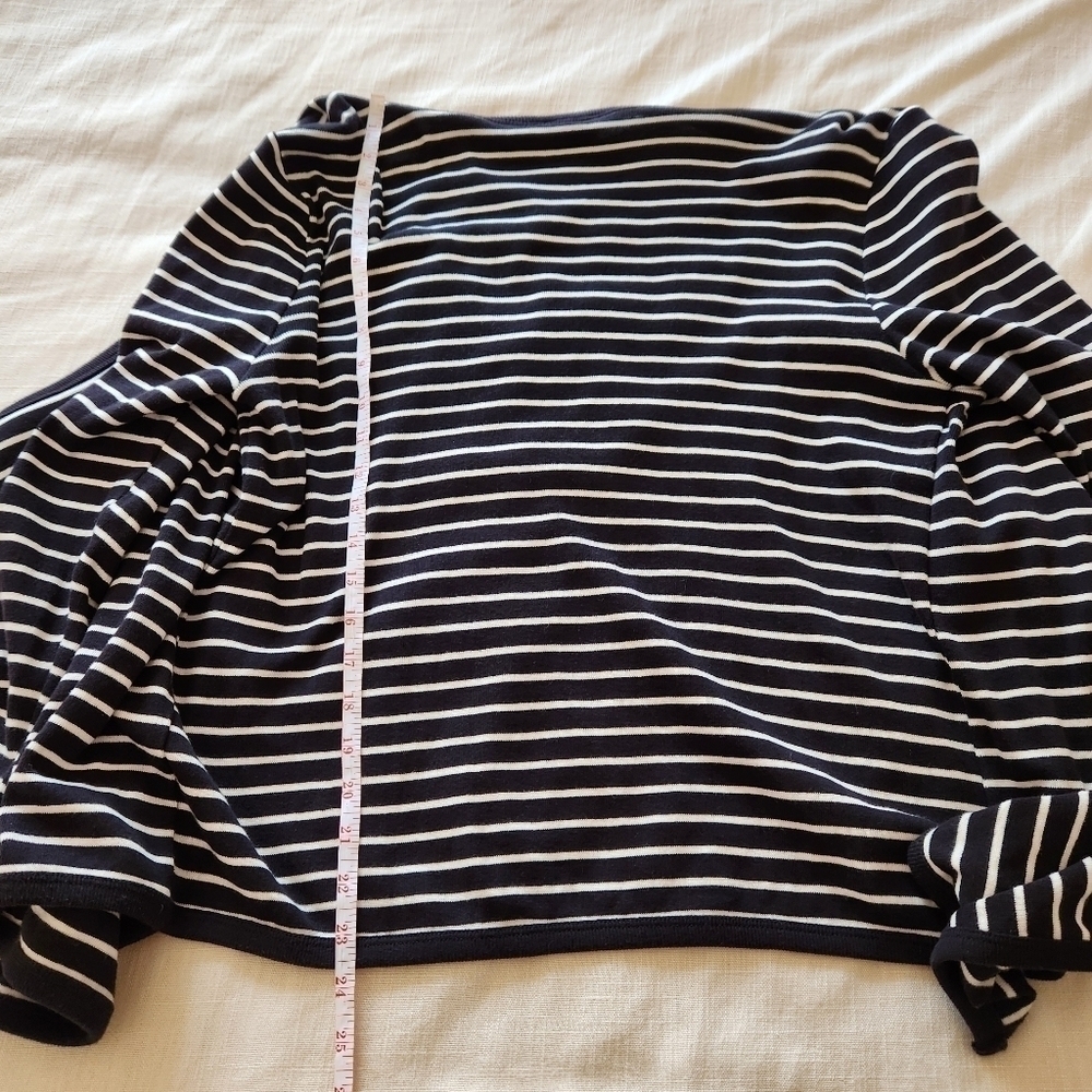 Talbots Cardigan Black and White Striped open front 100% cotton - Picture 7 of 7
